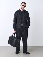 Black Faux Leather Collared Jacket - Image 6 of 12