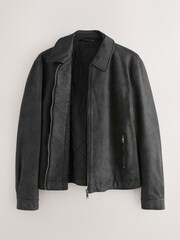 Black Faux Leather Collared Jacket - Image 8 of 12