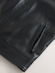 Black Faux Leather Racer Jacket - Image 3 of 5