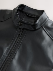Black Faux Leather Racer Jacket - Image 5 of 5