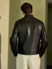 Dark Brown Faux Leather Racer Jacket - Image 2 of 9