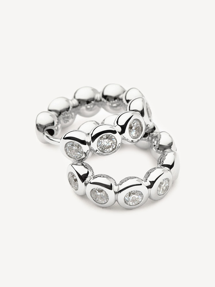 Missoma Silver Tone Tennis Small Hoop Earrings - Image 1 of 5