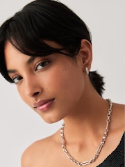 Missoma Silver Tone Tennis Small Hoop Earrings - Image 4 of 5