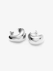 Missoma Silver Tone Dome Medium Hoop Earrings - Image 2 of 5