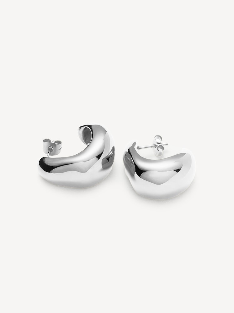 Missoma Silver Tone Dome Medium Hoop Earrings - Image 2 of 5
