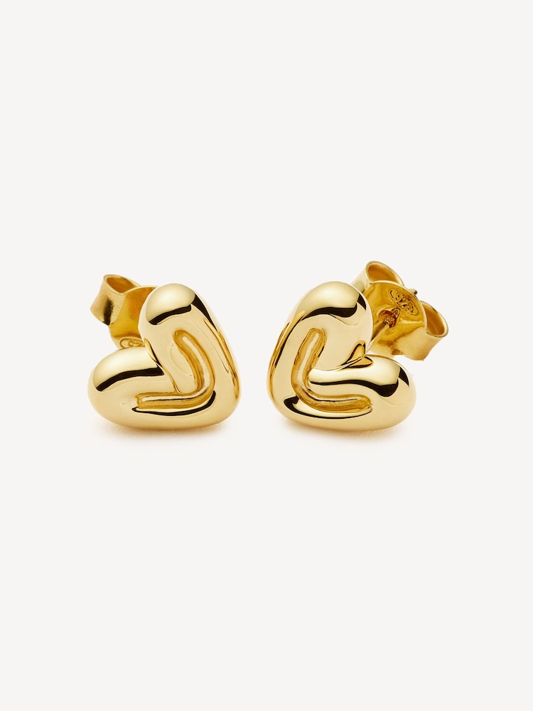 Missoma Gold Tone Puffy Heart Mini Stud Earrings - Image 2 of 4