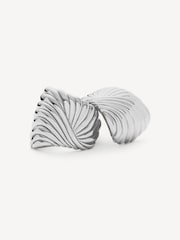 Missoma Silver Tone Oversized Wavy Ridge Ripple Stud Earrings - Image 2 of 5