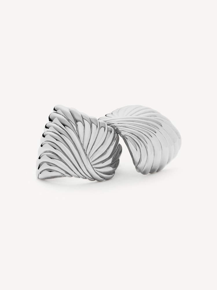 Missoma Silver Tone Oversized Wavy Ridge Ripple Stud Earrings - Image 2 of 5