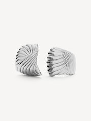 Missoma Silver Tone Oversized Wavy Ridge Ripple Stud Earrings - Image 3 of 5