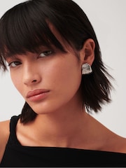 Missoma Silver Tone Oversized Wavy Ridge Ripple Stud Earrings - Image 4 of 5