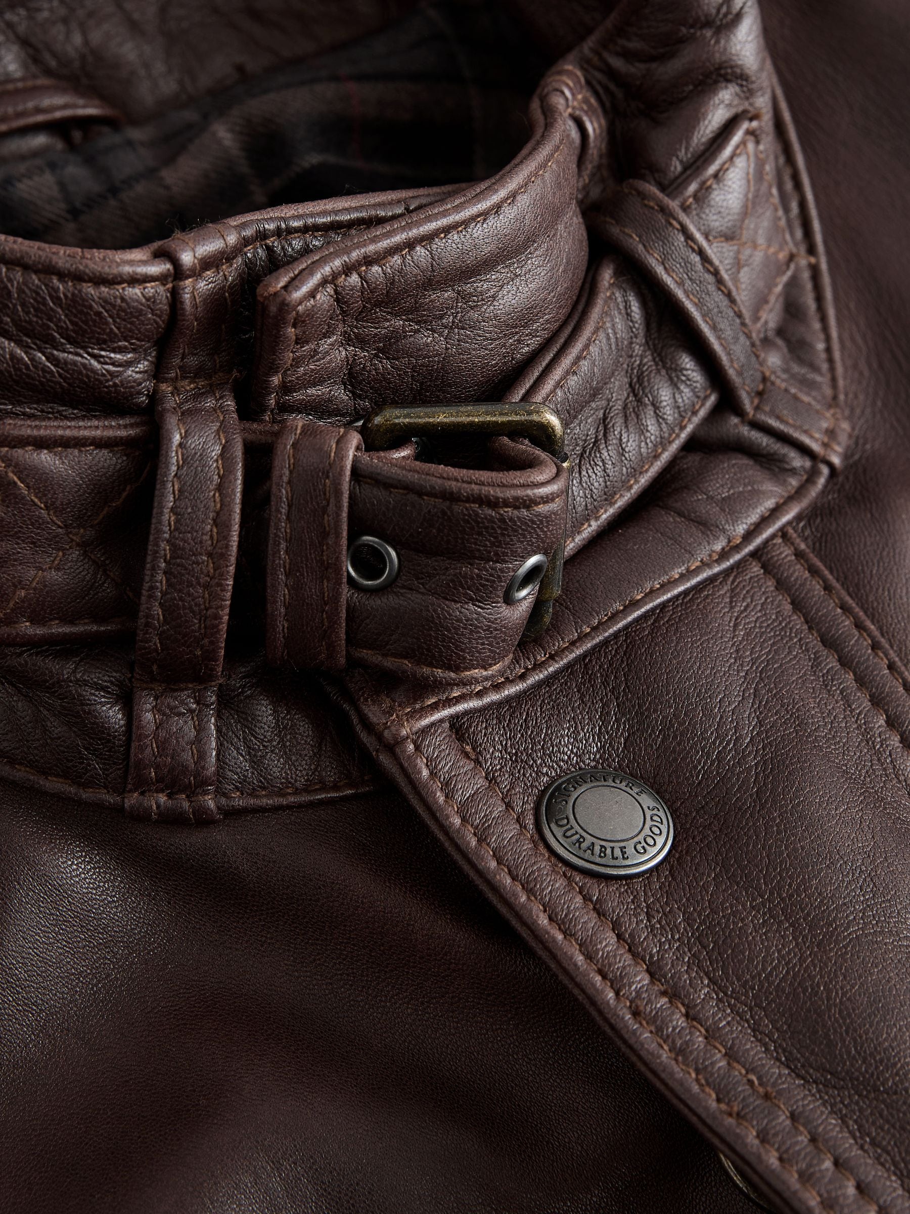 Buy Red Brown Signature Four Pocket Leather Biker Jacket from Next USA