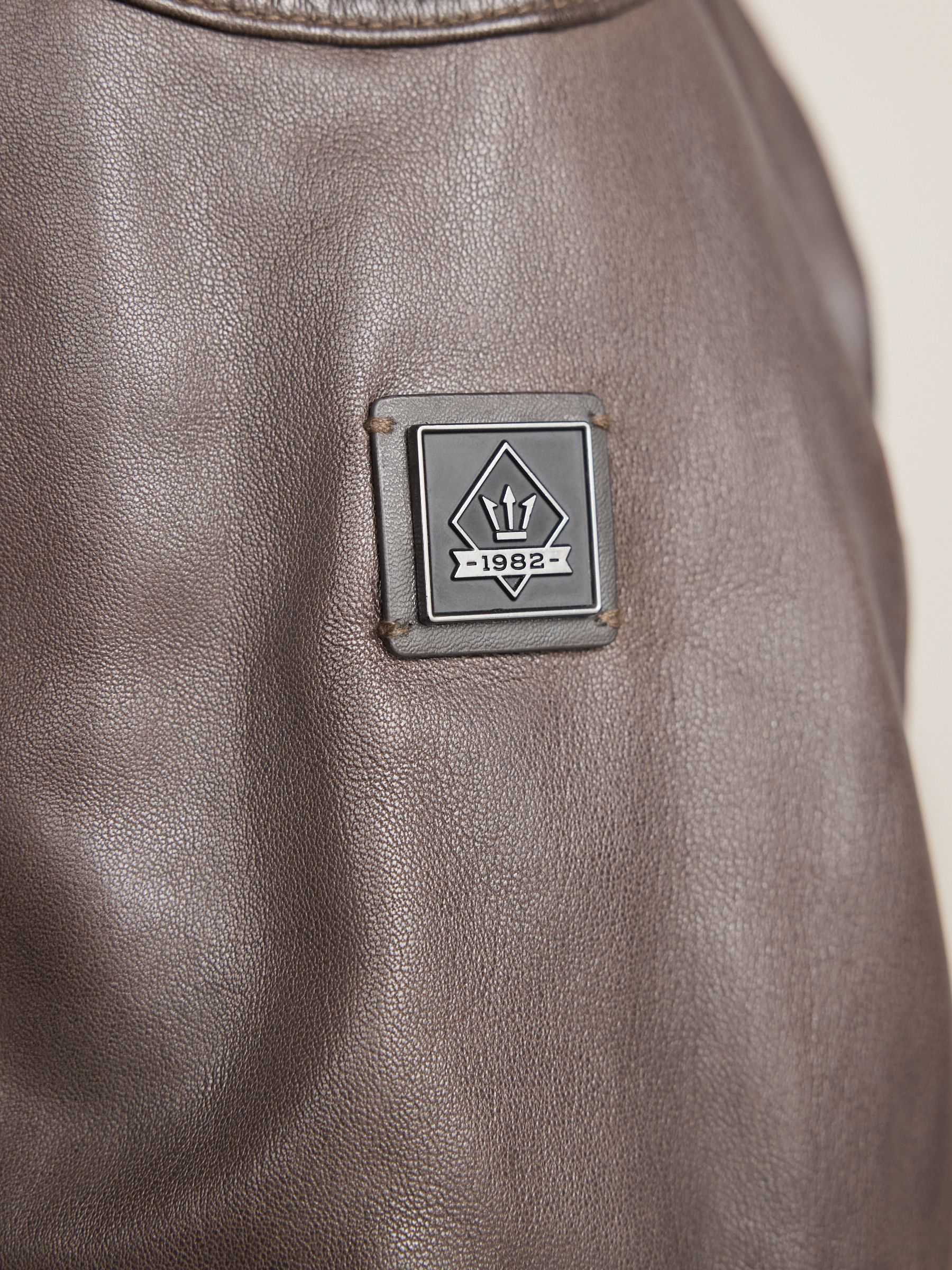 Buy Red Brown Signature Four Pocket Leather Biker Jacket from Next