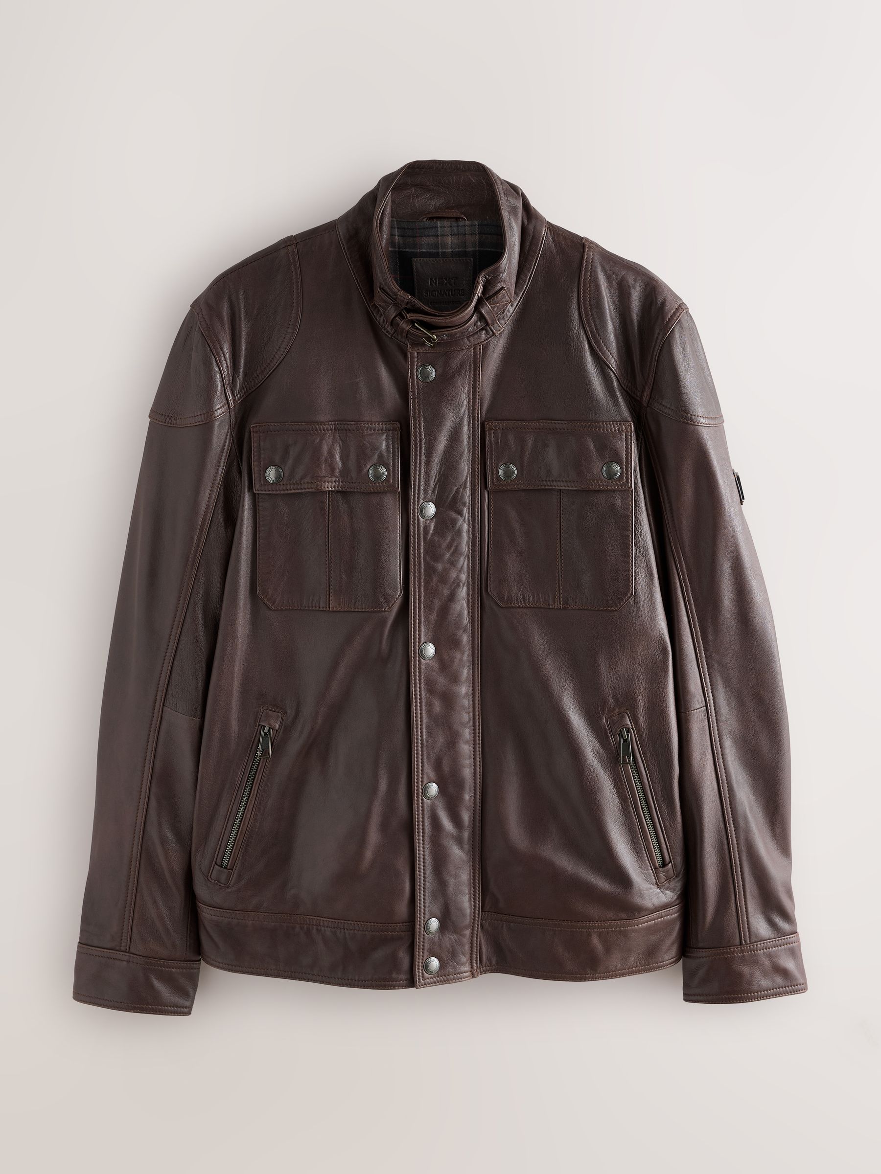 Buy Red Brown Four Pocket Leather Biker Jacket from Next USA