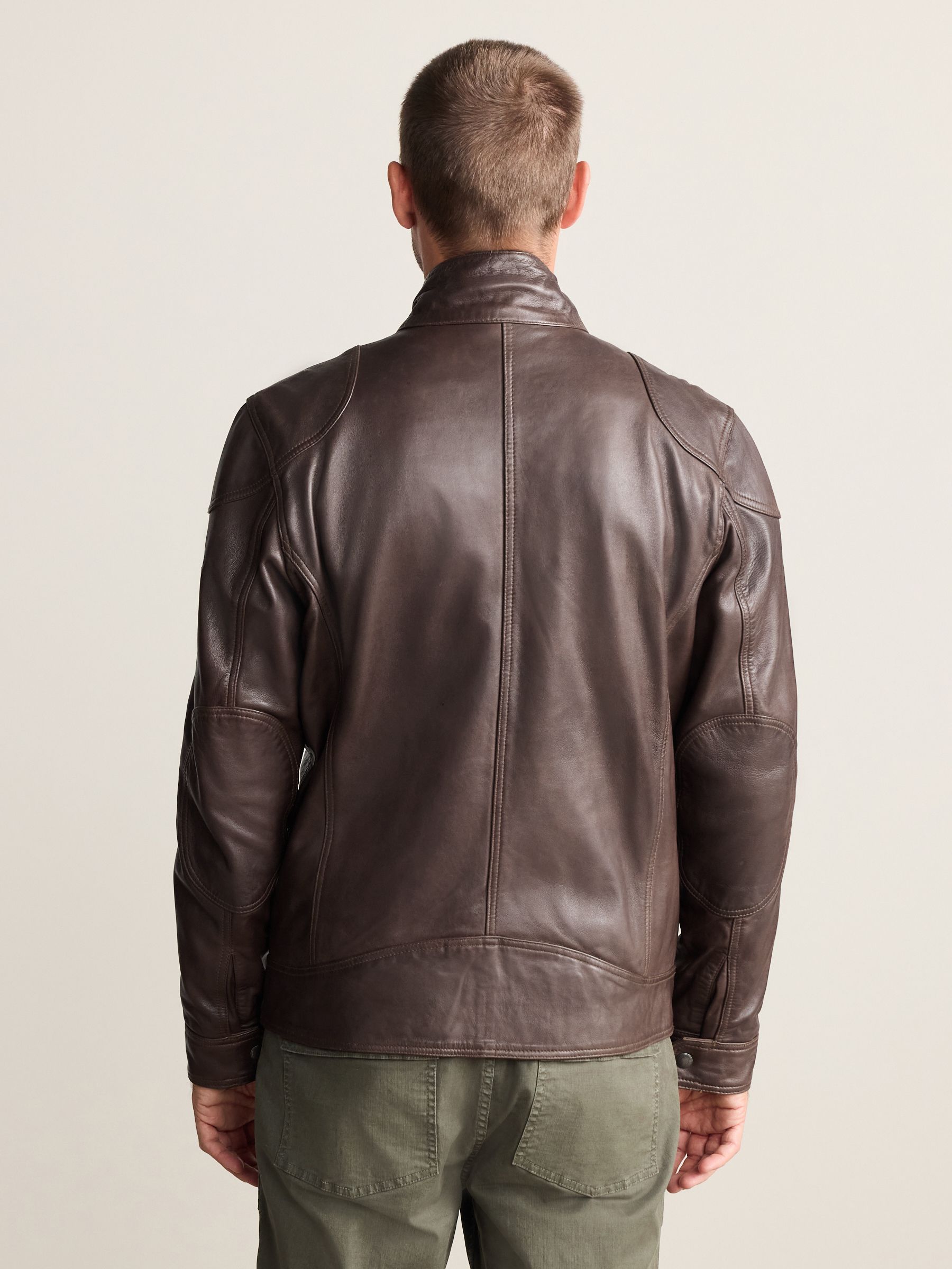 Buy Red Brown Signature Four Pocket Leather Biker Jacket from Next