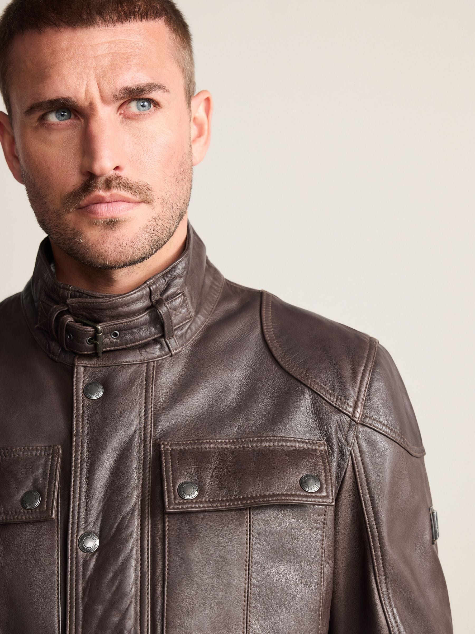 Buy Red Brown Signature Four Pocket Leather Biker Jacket from Next USA