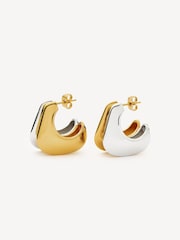 Missoma Gold Tone Hera Dome Double Ridge Medium Hoop Earrings - Image 1 of 5