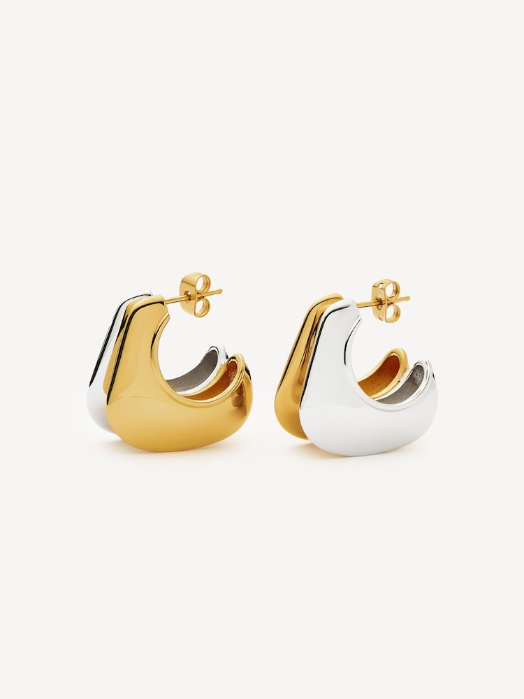 Missoma Gold Tone Hera Dome Double Ridge Medium Hoop Earrings - Image 1 of 5