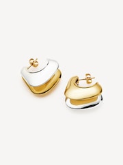 Missoma Gold Tone Hera Dome Double Ridge Medium Hoop Earrings - Image 2 of 5