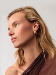 Missoma Gold Tone Hera Dome Double Ridge Medium Hoop Earrings - Image 4 of 5