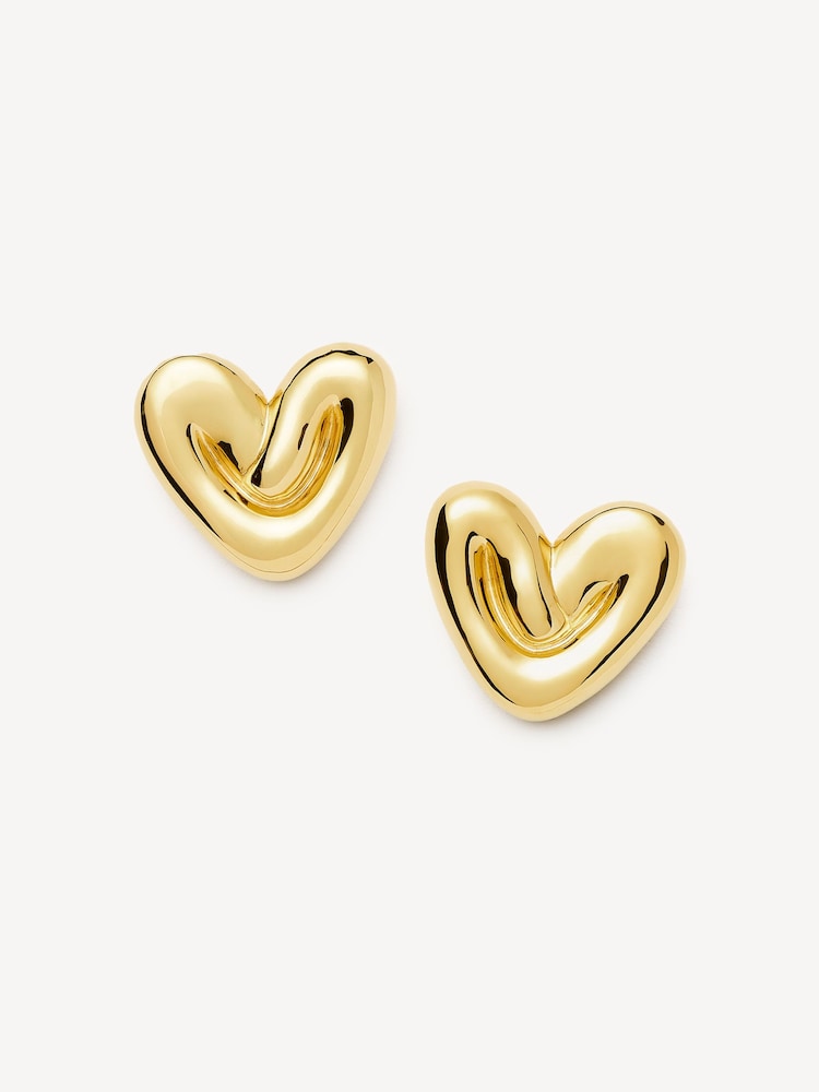 Missoma Gold Tone Oversized Puffy Heart Stud Earrings - Image 1 of 5 Missoma Gold Tone Oversized Puffy Heart Stud Earrings - Image 1 of 5