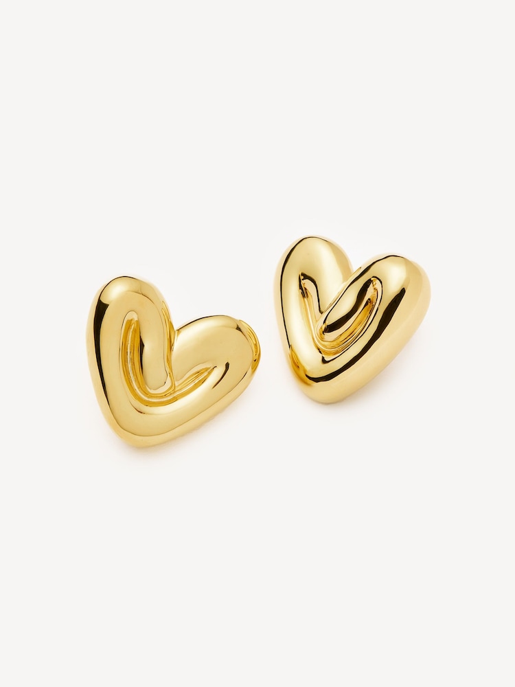 Missoma Gold Tone Oversized Puffy Heart Stud Earrings - Image 2 of 5 Missoma Gold Tone Oversized Puffy Heart Stud Earrings - Image 2 of 5