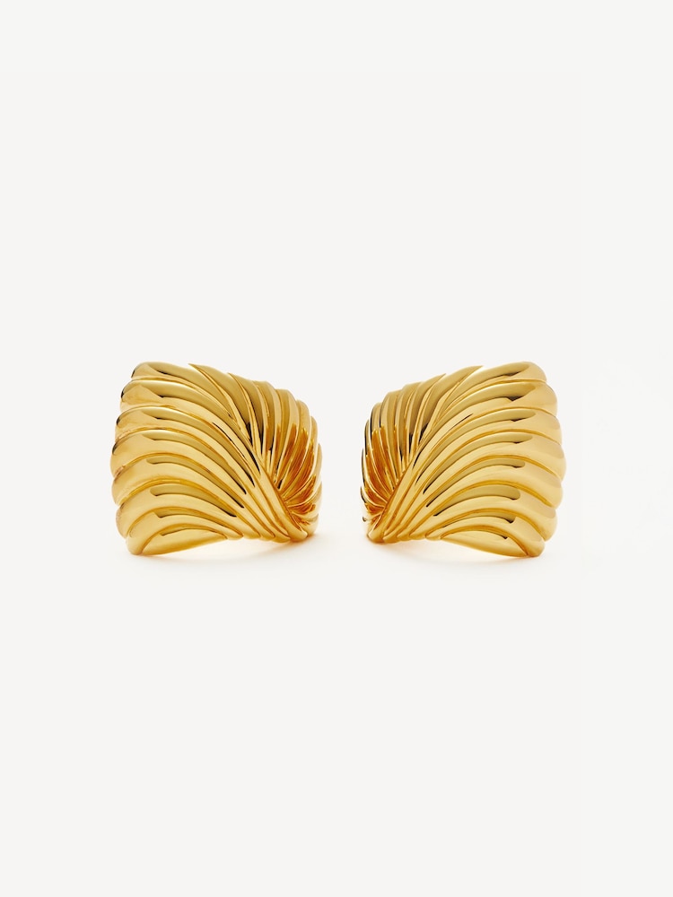 Missoma Gold Tone Oversized Wavy Ridge Ripple Stud Earrings - Image 1 of 5