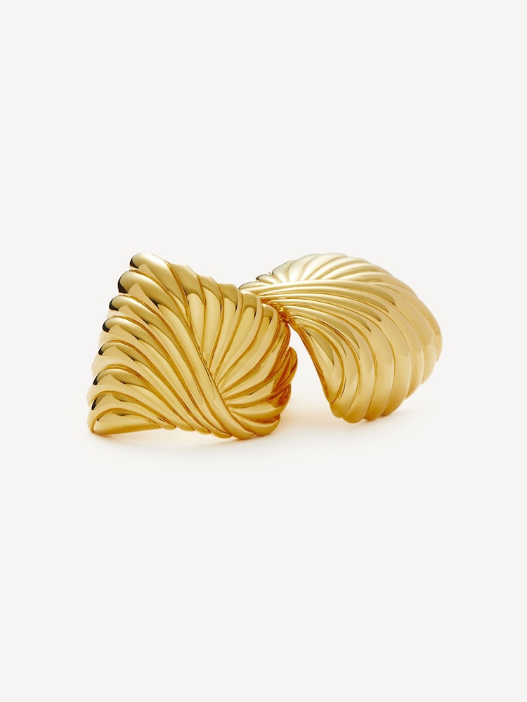 Missoma Gold Tone Oversized Wavy Ridge Ripple Stud Earrings - Image 2 of 5