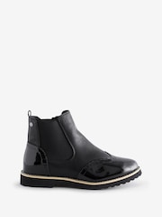 Pavers Black Wide-Fit Brogue Ankle Boots - Image 1 of 5
