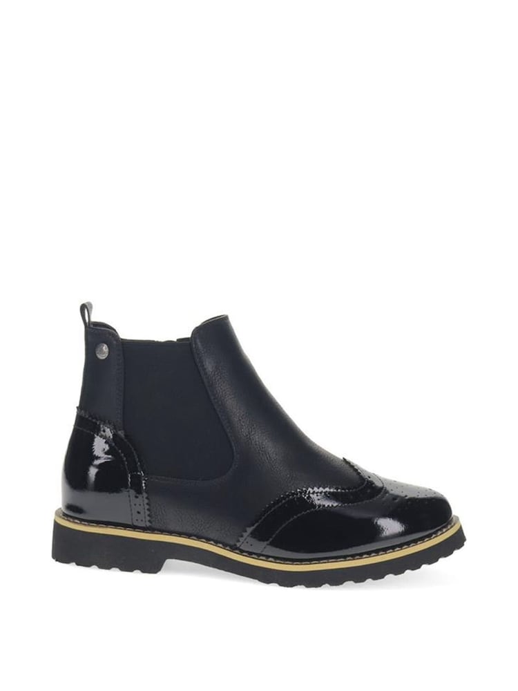 Pavers Black Wide-Fit Brogue Ankle Boots - Image 1 of 5