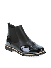 Pavers Black Wide-Fit Brogue Ankle Boots - Image 4 of 5