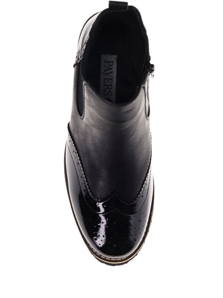 Pavers Black Wide-Fit Brogue Ankle Boots - Image 5 of 5