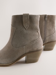 Mink Brown Standard/Wide Fit Forever Comfort® Cowboy Block Heel Ankle Boots - Image 4 of 5