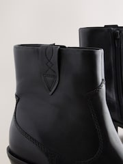 Black Leather Standard/Wide Fit Forever Comfort® Cowboy Block Heel Ankle Boots - Image 3 of 5