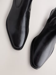 Black Leather Standard/Wide Fit Forever Comfort® Cowboy Block Heel Ankle Boots - Image 4 of 5