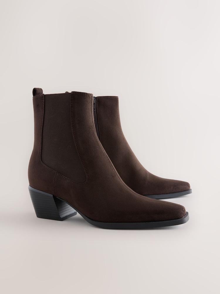 Chocolate Brown Forever Comfort® Chelsea Style Western Cowboy Boots - Image 2 of 5 Chocolate Brown Forever Comfort® Chelsea Style Western Cowboy Boots - Image 2 of 5