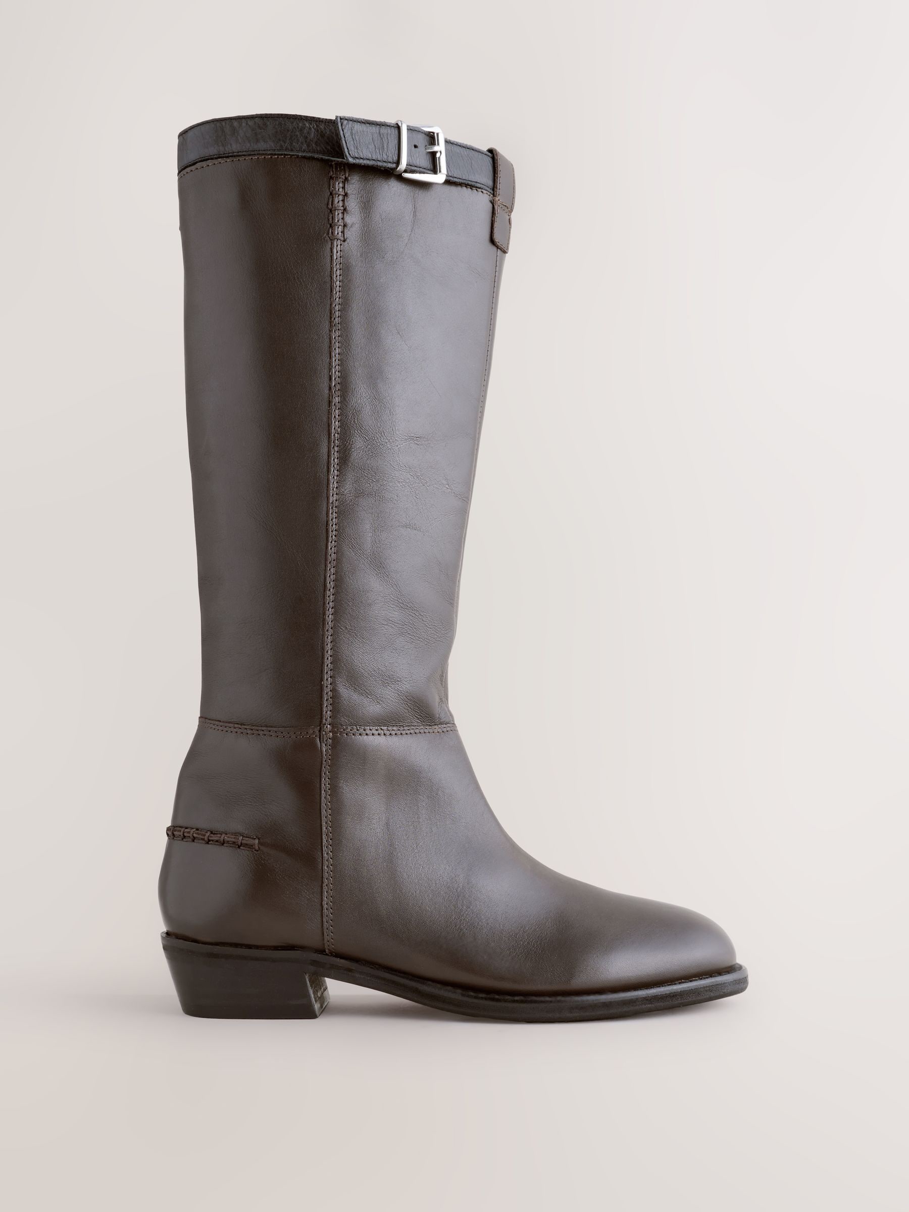 Buy Chocolate Brown Leather Forever Comfort® Knee High Round Toe