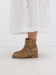 Neutral Brown Suede Forever Comfort® Hardware Pull-On Western Boots - Image 1 of 6