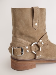 Neutral Brown Suede Forever Comfort® Hardware Pull-On Western Boots - Image 10 of 11