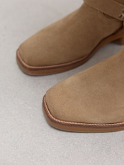 Neutral Brown Suede Forever Comfort® Hardware Pull-On Western Boots - Image 7 of 11