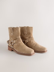 Neutral Brown Suede Forever Comfort® Hardware Pull-On Western Boots - Image 8 of 11