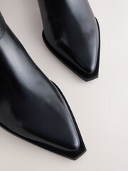 Black Leather Forever Comfort® Stud Harness Western Ankle Boots - Image 5 of 5