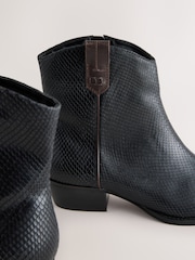 Black Snake Embossed Leather Forever Comfort® Vintage Style Western Ankle Boots - Image 10 of 10
