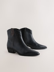Black Snake Embossed Leather Forever Comfort® Vintage Style Western Ankle Boots - Image 8 of 10