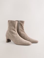 Neutral Taupe Standard/Wide Fit Forever Comfort® Chisel Toe Block Heel Sock Boots - Image 1 of 5