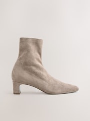 Neutral Taupe Standard/Wide Fit Forever Comfort® Chisel Toe Block Heel Sock Boots - Image 2 of 5