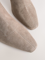 Neutral Taupe Standard/Wide Fit Forever Comfort® Chisel Toe Block Heel Sock Boots - Image 4 of 5