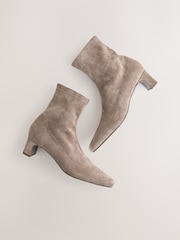 Neutral Taupe Standard/Wide Fit Forever Comfort® Chisel Toe Block Heel Sock Boots - Image 5 of 5