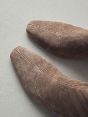 Neutral Taupe Standard/Wide Fit Forever Comfort® Chisel Toe Block Heel Sock Boots - Image 7 of 9