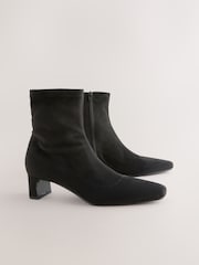 Black Standard/Wide Fit Forever Comfort® Chisel Toe Block Heel Sock Boots - Image 1 of 5