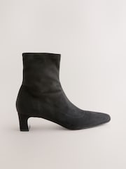 Black Standard/Wide Fit Forever Comfort® Chisel Toe Block Heel Sock Boots - Image 2 of 5